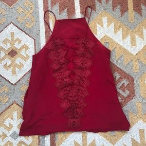 Red CAMI Lace Top